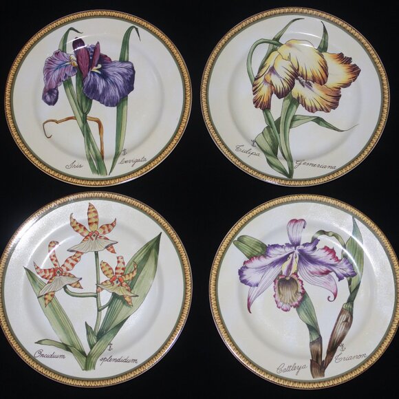 American Atelier Botanical Plates | Vintage Salad Lunch Dessert Plates - Picture 1 of 6